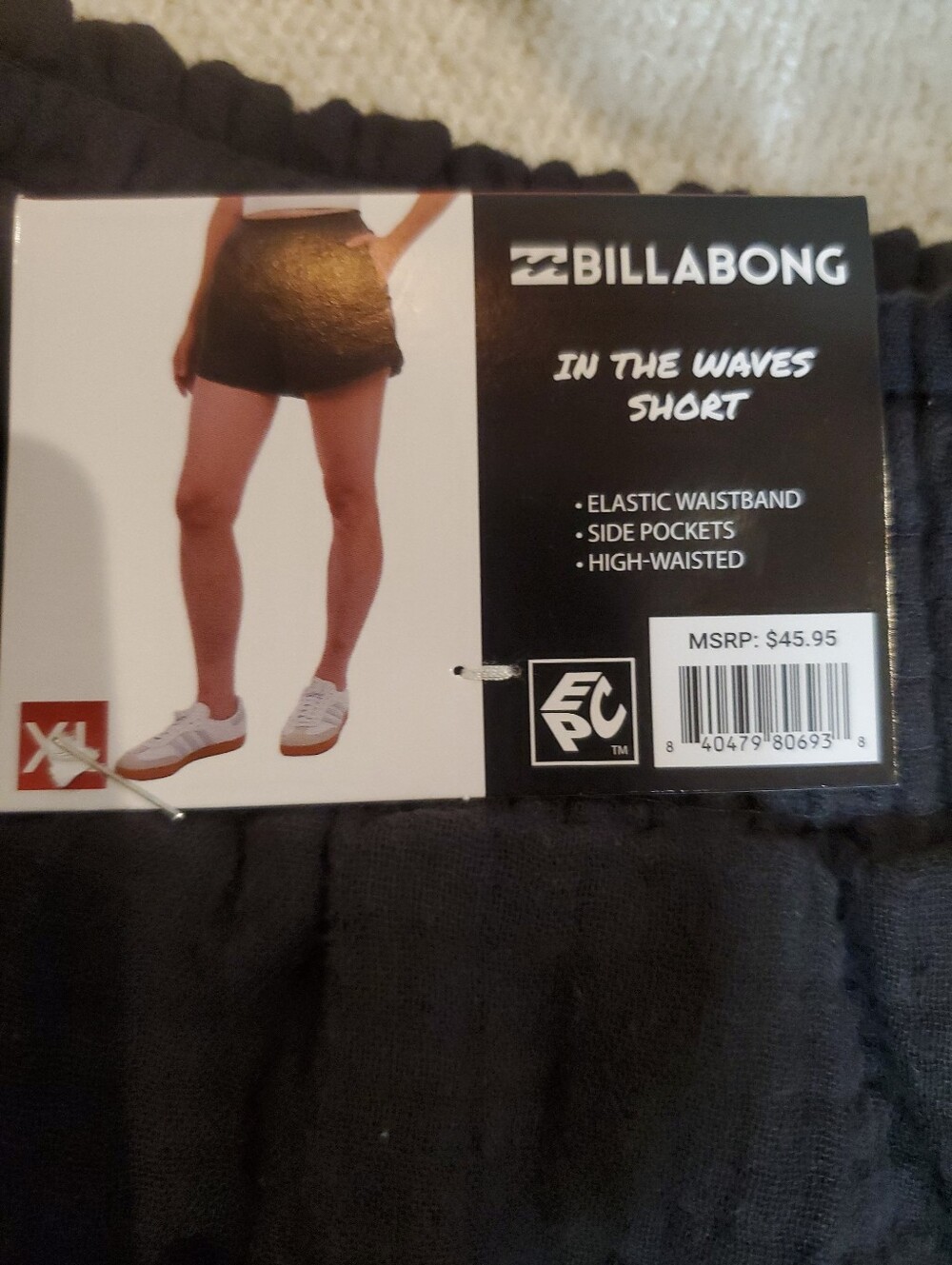 NWT Billabong Gauze Shorts Women's Size XL Black High-Waisted Swim Shorts - Picture 6 of 9